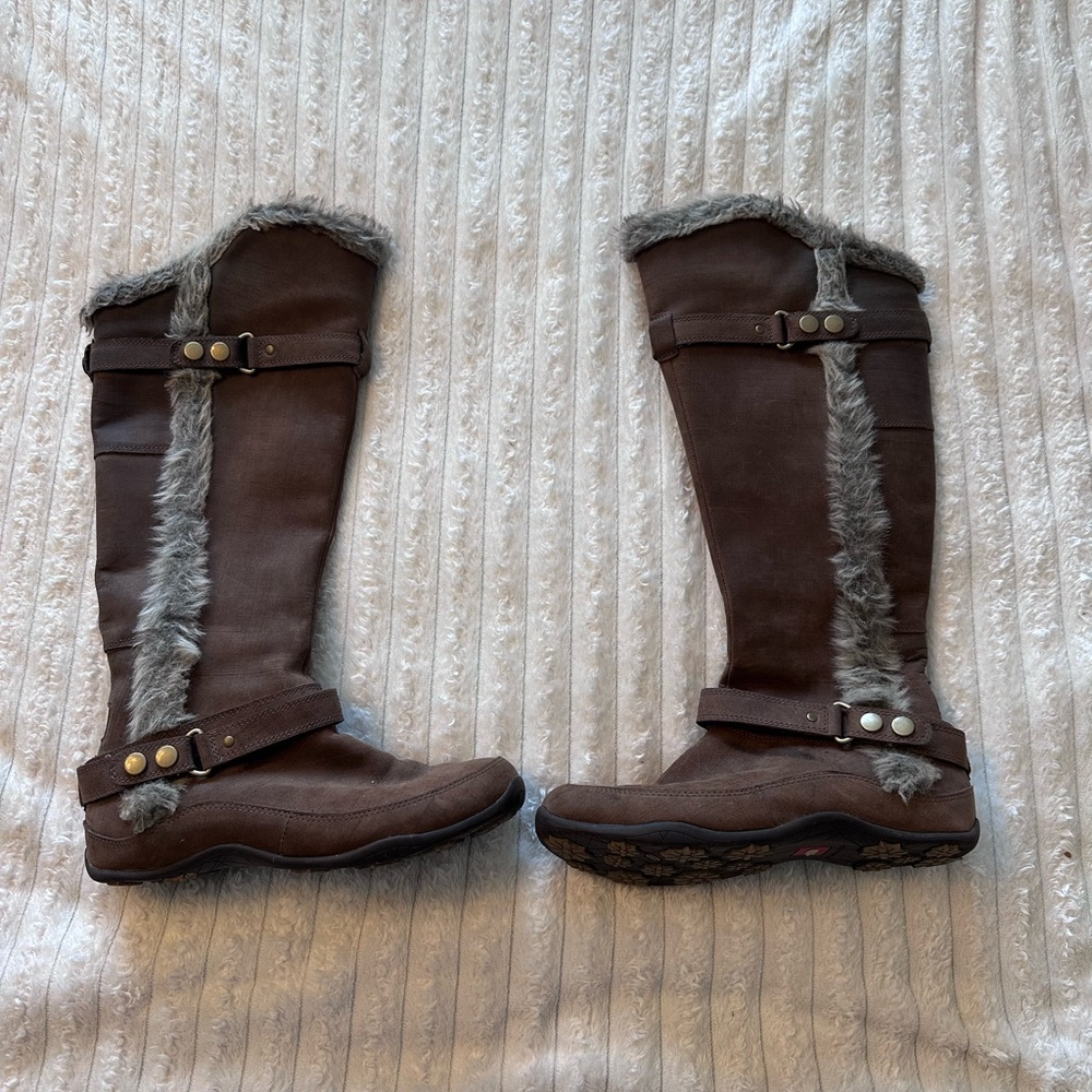 Women’s The North Face Leather Brown Fur-Trimmed Winter Boots